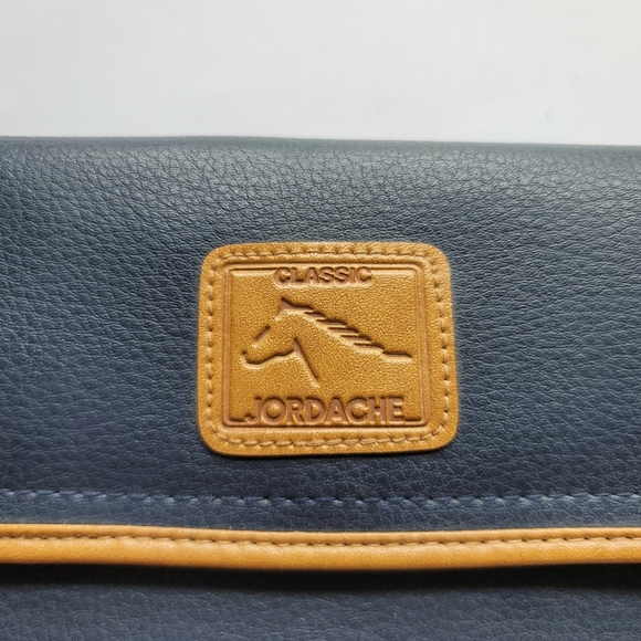 Vintage JORDACHE Blue Leather Snap Front Wallet with Removable Checkbook - Picture 3 of 6